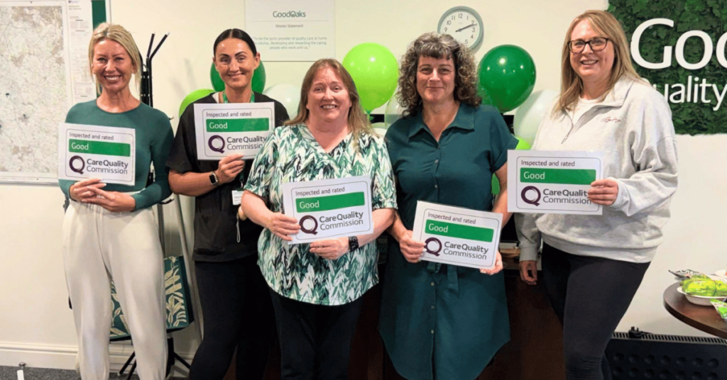 GoodOaks Homecare Mid Cheshire team celebrates its Good CQC rating
